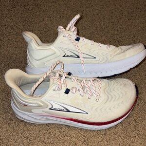 Altra Cream and Red Athletic Shoes